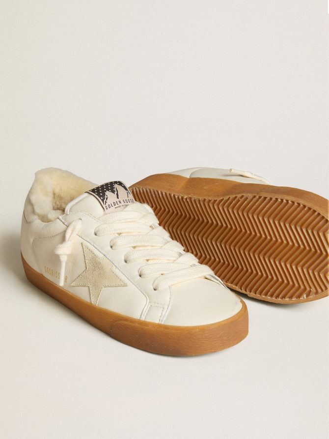 Super-Star in white nappa with suede star and shearling lining - Image 3