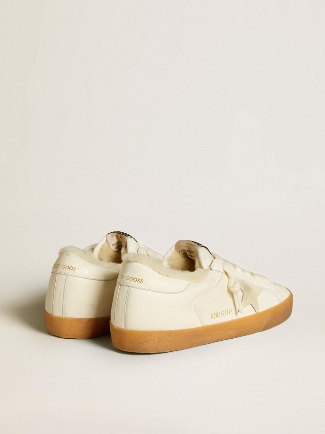 Super-Star in white nappa with suede star and shearling lining - Image 4