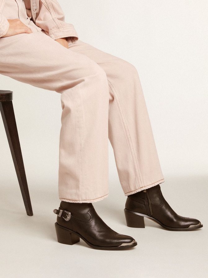Patty ankle boots in black leather - Image 3