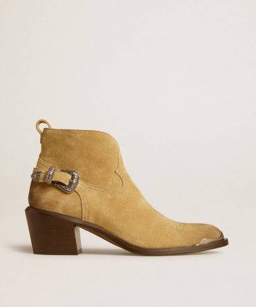 Patty ankle boots in sand-colored waxed suede
