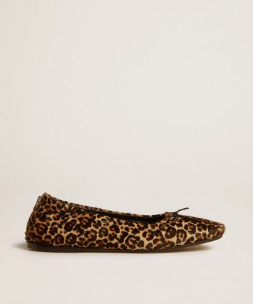 Amy ballet flats in beige leopard-print pony skin