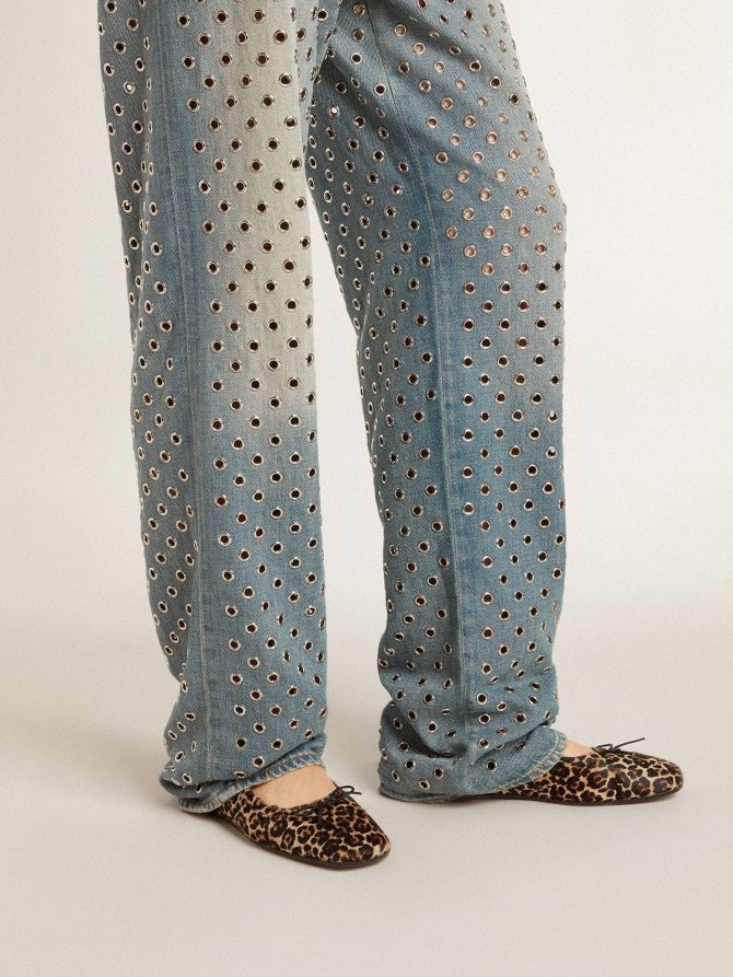 Amy ballet flats in beige leopard-print pony skin - Image 3