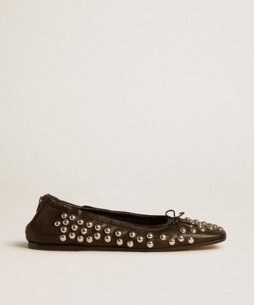 Amy ballet flats in black nappa leather with silver colored studs
