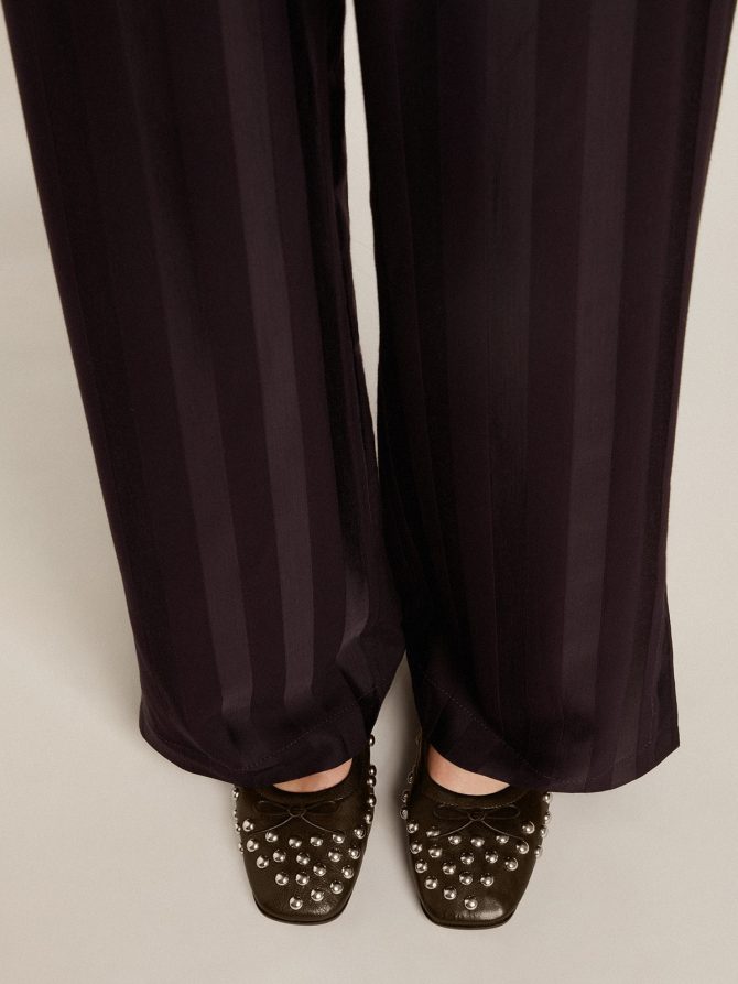 Amy ballet flats in black nappa leather with silver colored studs - Image 3