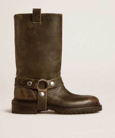 Kurt boots in black leather with silver buckle