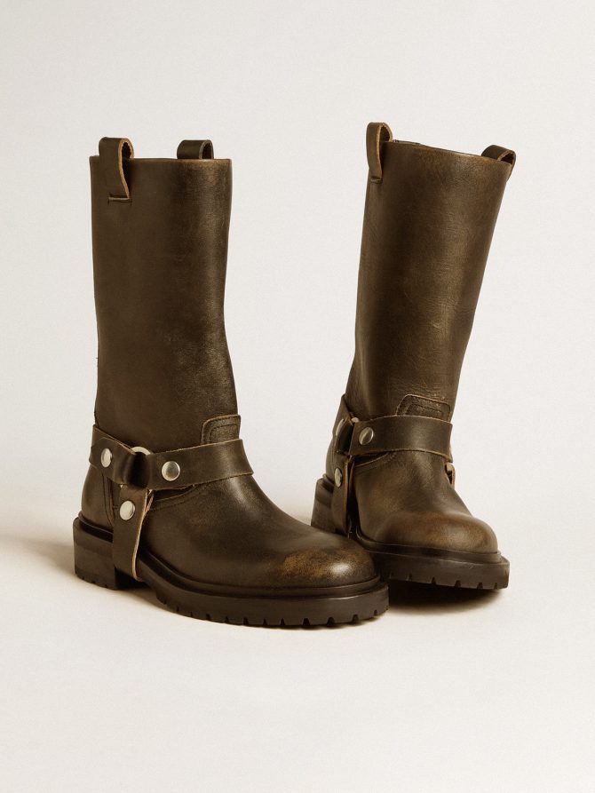 Kurt boots in black leather with silver buckle - Image 2