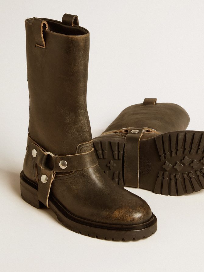 Kurt boots in black leather with silver buckle - Image 4