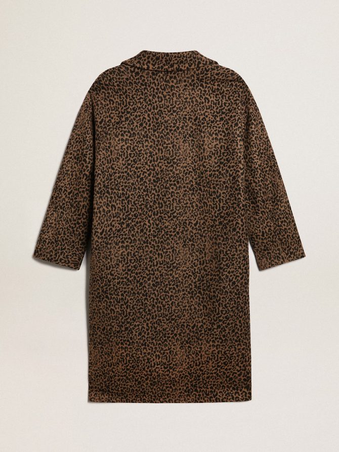 Women’s single-breasted cocoon coat in wool with jacquard motif - Image 5