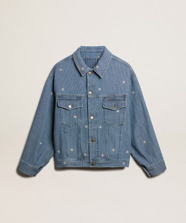 Women’s denim jacket with floral embroidery