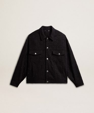 Women’s black denim jacket with embroidery