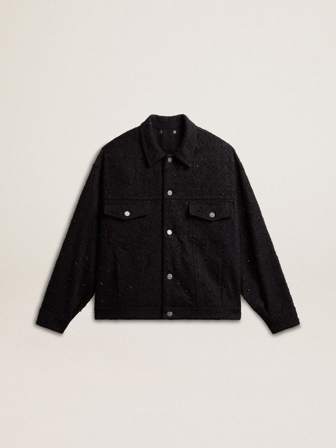 Women’s black denim jacket with embroidery