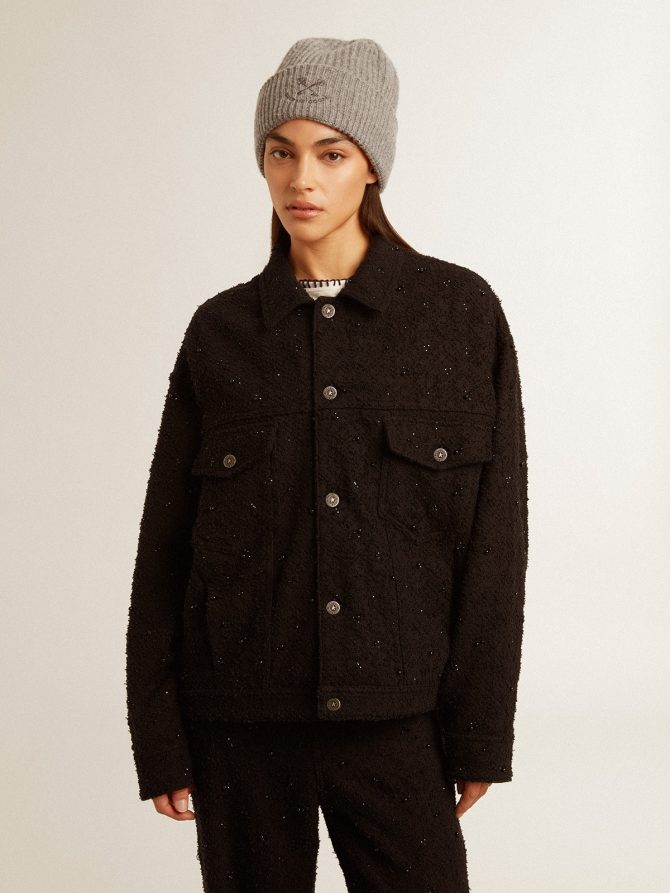 Women’s black denim jacket with embroidery - Image 2