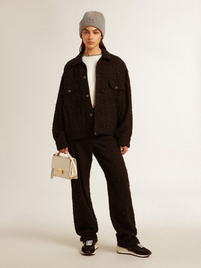 Women’s black denim jacket with embroidery - Image 3