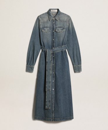 Women’s shirt dress in denim with belt