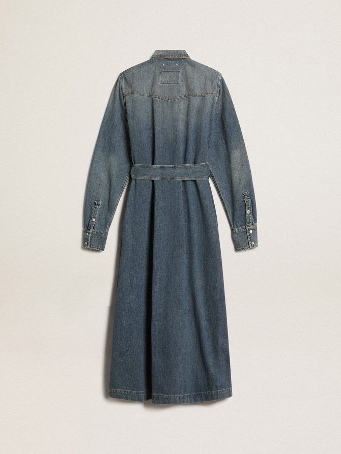 Women’s shirt dress in denim with belt - Image 5