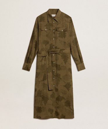 Women’s viscose and cotton shirt dress with floral print