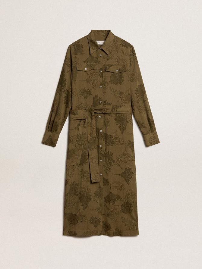 Women’s viscose and cotton shirt dress with floral print