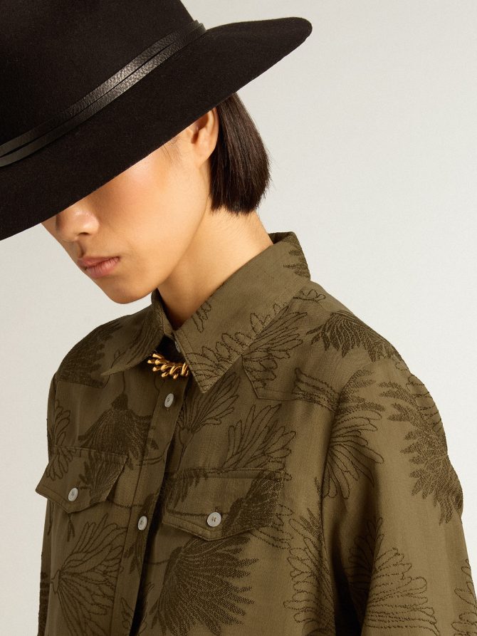 Women’s viscose and cotton shirt dress with floral print - Image 2