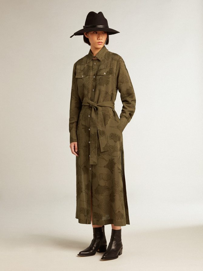 Women’s viscose and cotton shirt dress with floral print - Image 3
