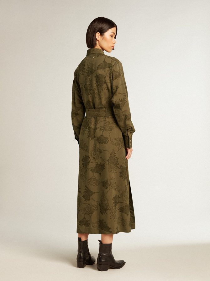 Women’s viscose and cotton shirt dress with floral print - Image 4