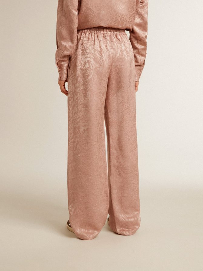 Women’s pink viscose pants with floral pattern - Image 4