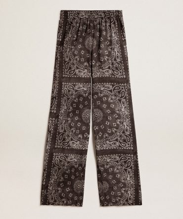 Anthracite-gray joggers with paisley print