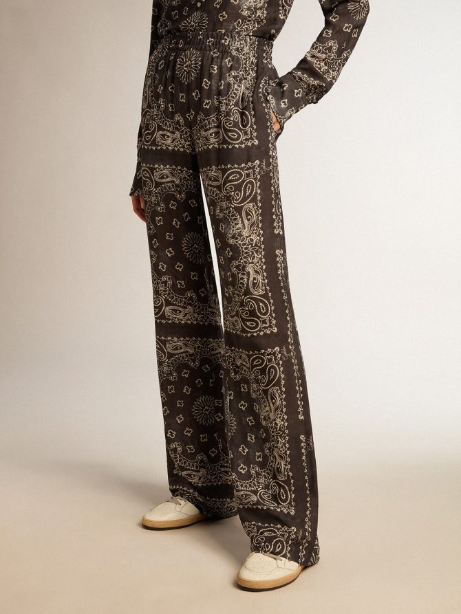 Anthracite-gray joggers with paisley print - Image 2