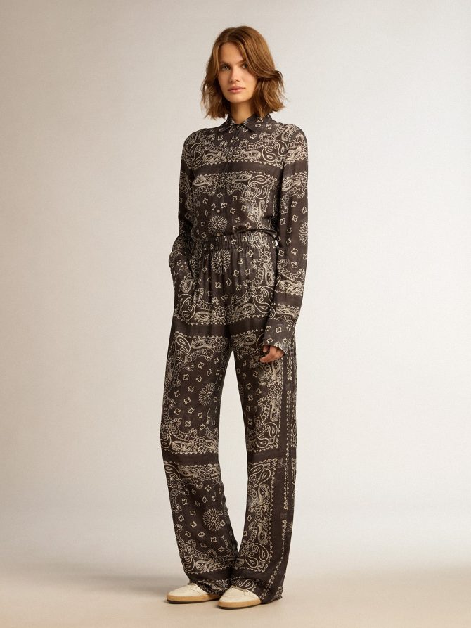 Anthracite-gray joggers with paisley print - Image 3