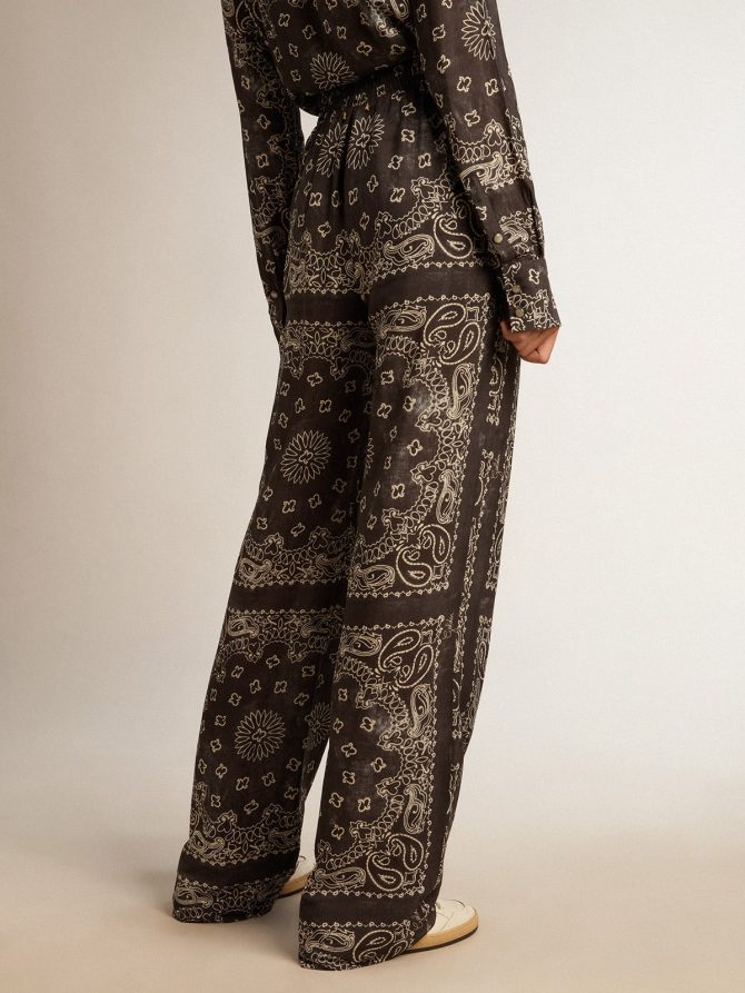 Anthracite-gray joggers with paisley print - Image 4