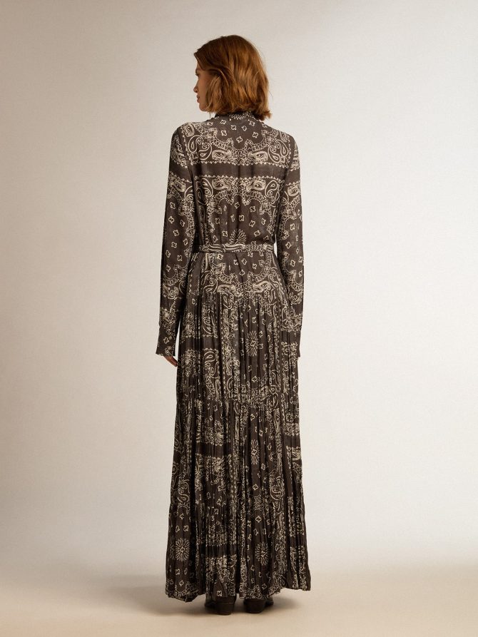 Anthracite-gray shirt dress with paisley print - Image 4