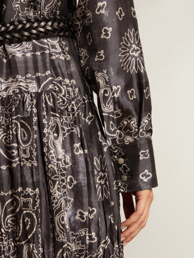 Anthracite-gray shirt dress with paisley print - Image 5