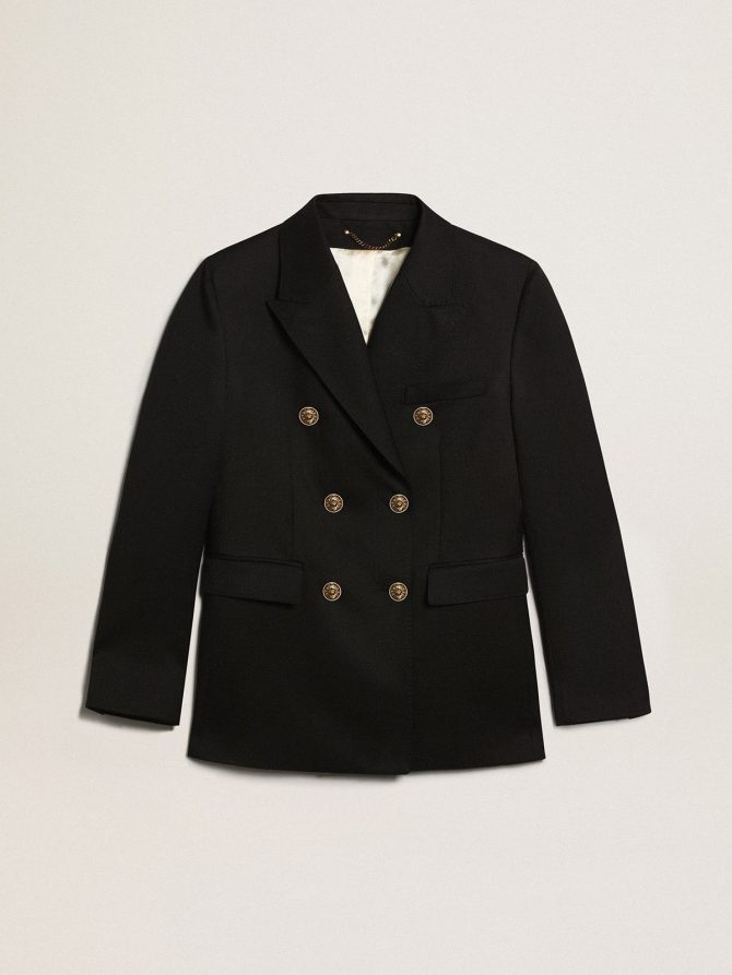 Women’s double-breasted dark blue blazer