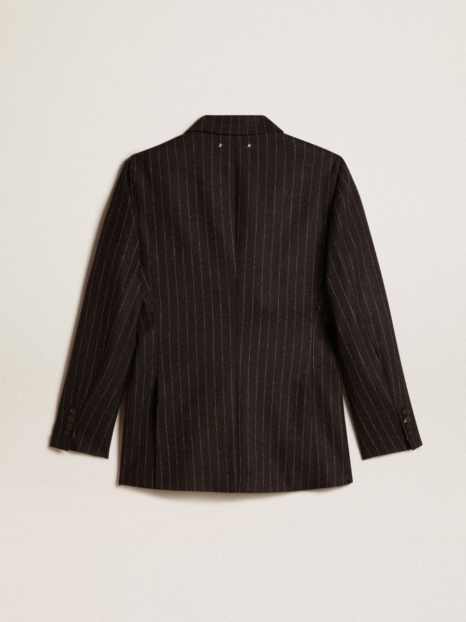 Women’s double-breasted blazer in gray melange wool - Image 5