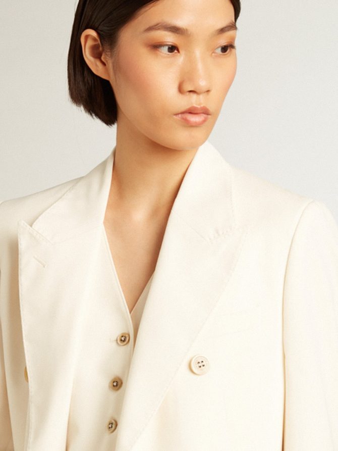 Women’s aged white double-breasted blazer - Image 2