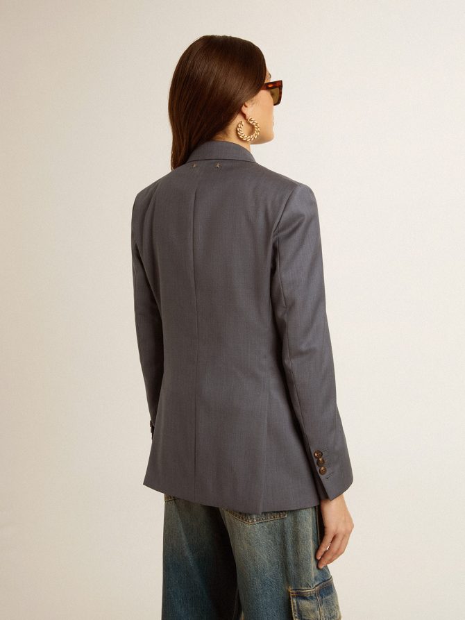 Women’s double-breasted blazer in baby blue - Image 4