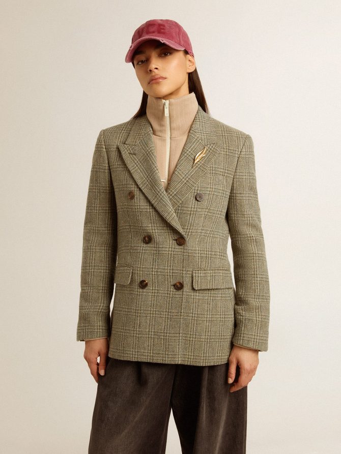 Women’s double-breasted blazer in Shetland wool - Image 3
