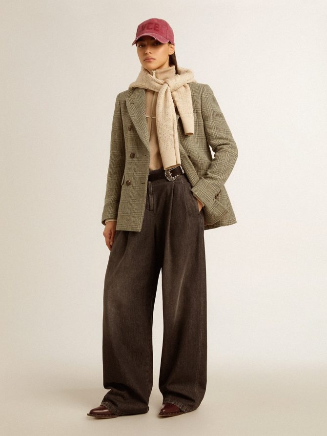 Women’s double-breasted blazer in Shetland wool - Image 4