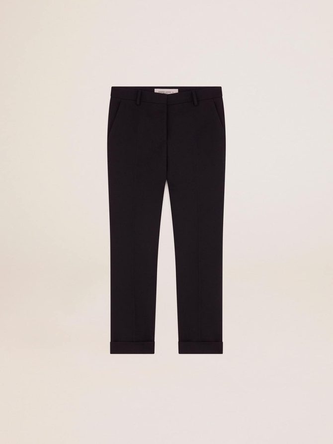 Women’s dark blue wool cigarette pants