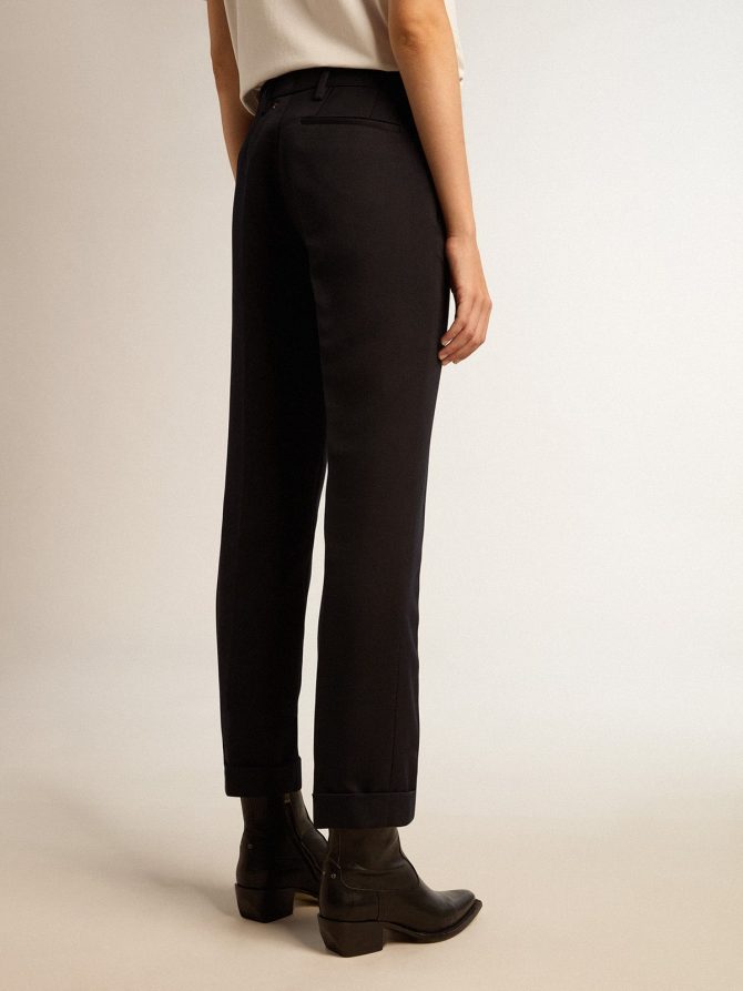 Women’s dark blue wool cigarette pants - Image 4