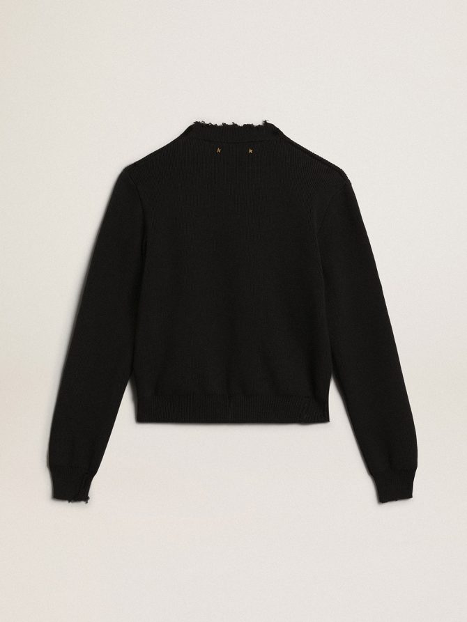 Women’s round-neck sweater in dark blue cotton - Image 6