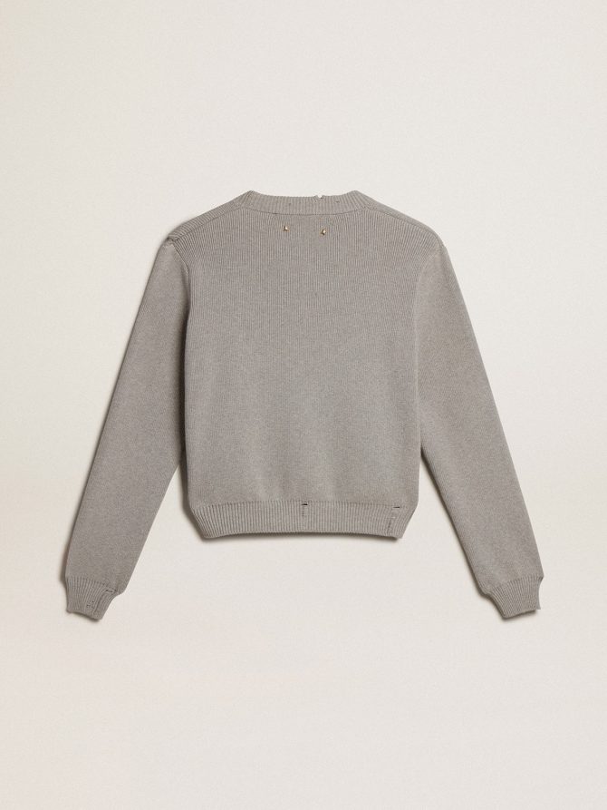 Women’s round-neck sweater in gray cotton - Image 5