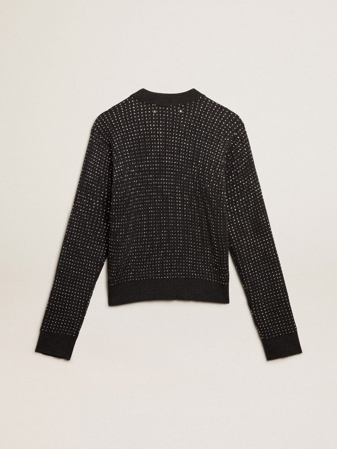 Round-neck sweater in merino wool with all-over crystals - Image 6