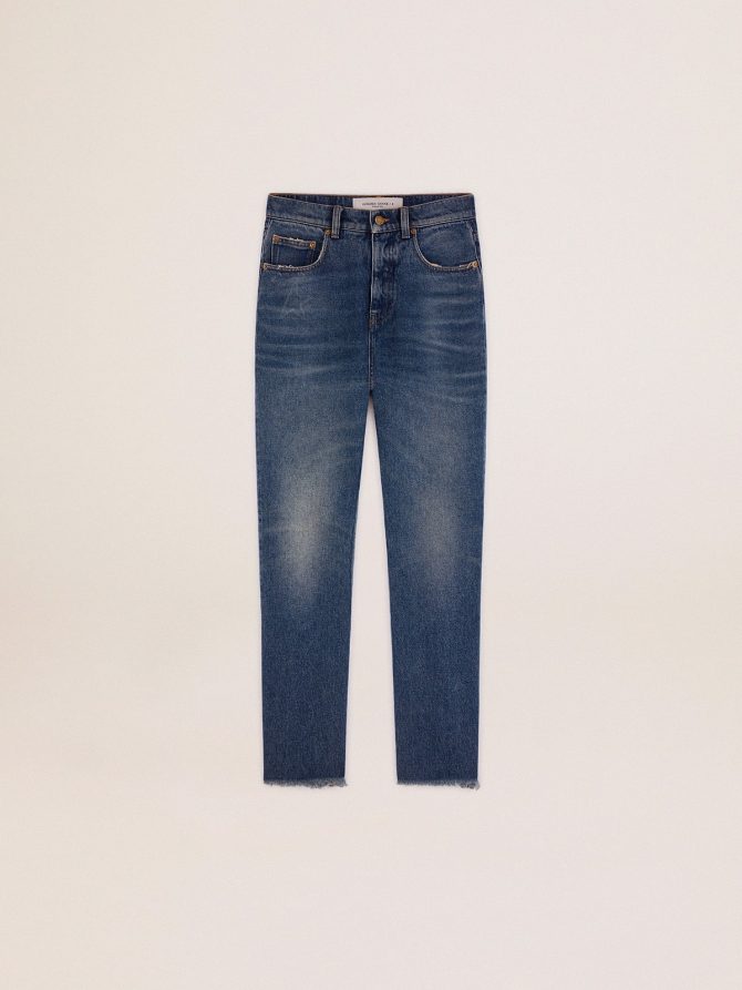 Women’s cropped flared jeans with medium wash