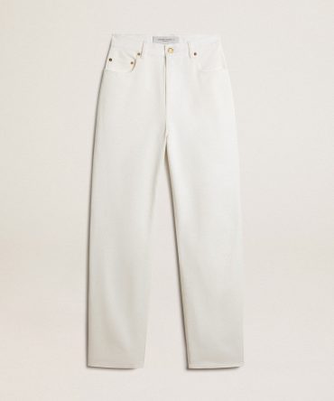 Women’s optical white-colored cotton denim pants