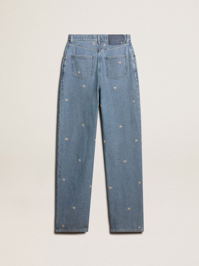 Women’s cotton denim pants with floral embroidery - Image 6