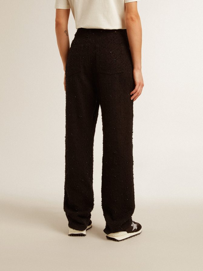 Women’s cotton denim pants with crystal and stone decoration - Image 4
