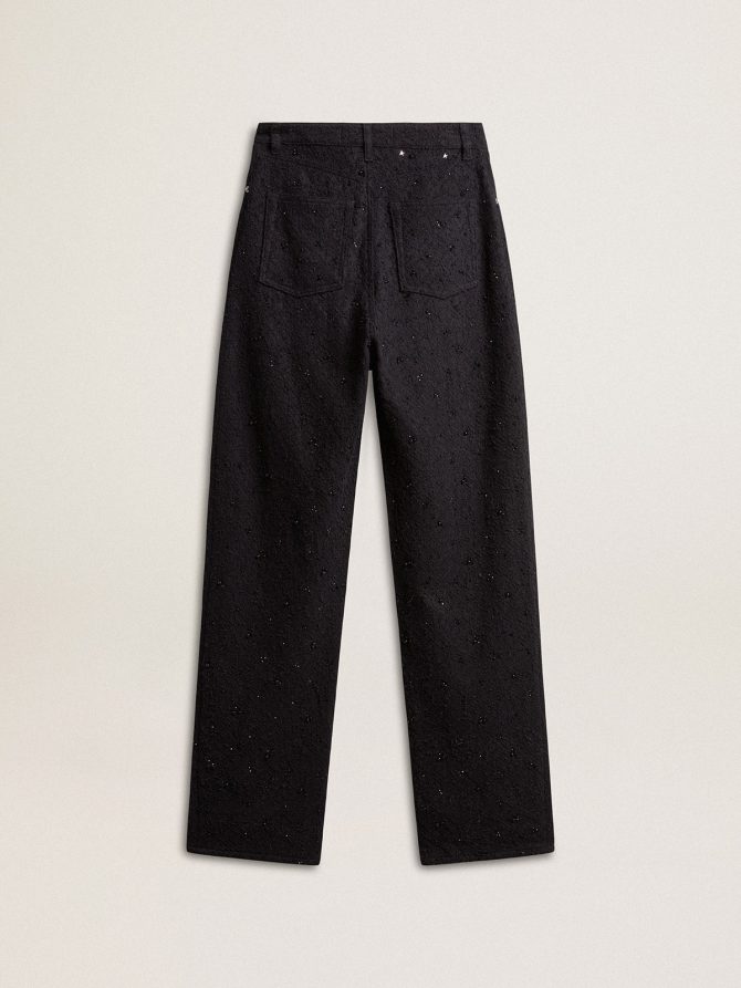 Women’s cotton denim pants with crystal and stone decoration - Image 5