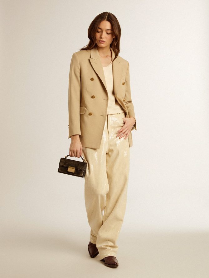Ecru pants with transparent all-over sequins - Image 3