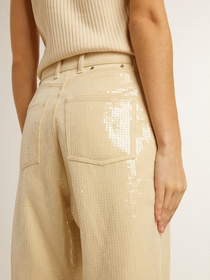 Ecru pants with transparent all-over sequins - Image 5