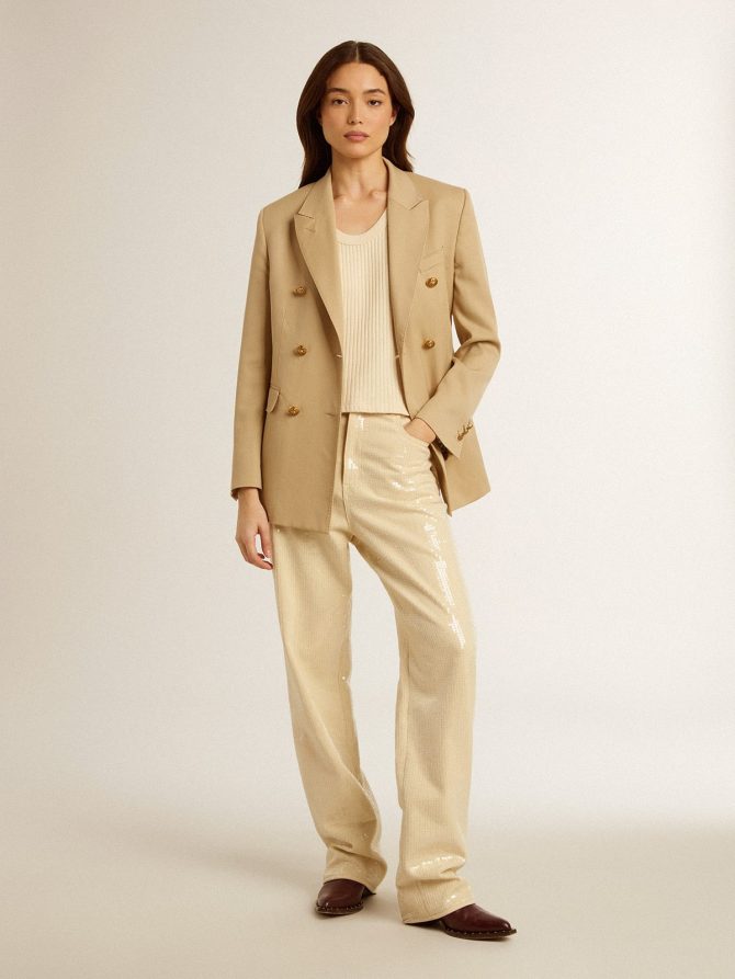Ecru pants with transparent all-over sequins - Image 6
